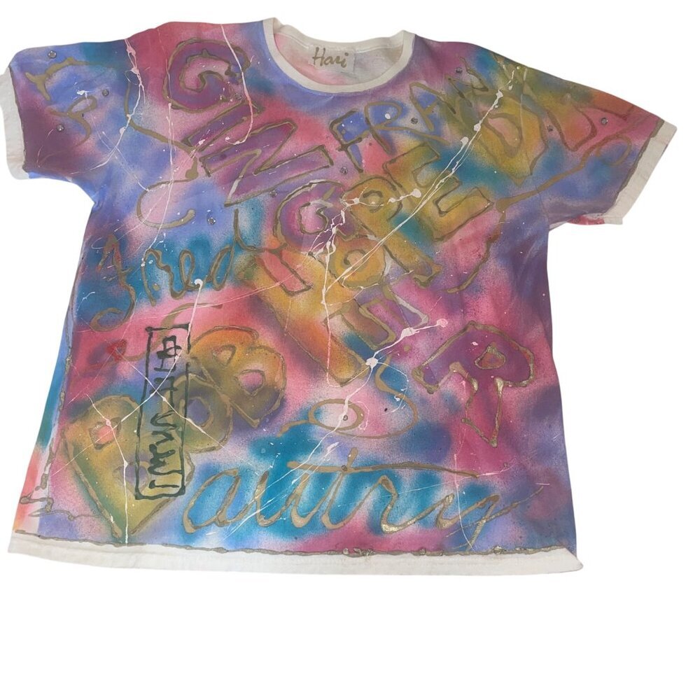 Hari Vintage Womens Tee Shirt Size Large Hand Painted Palm Springs Pure Cotton - Picture 9 of 10